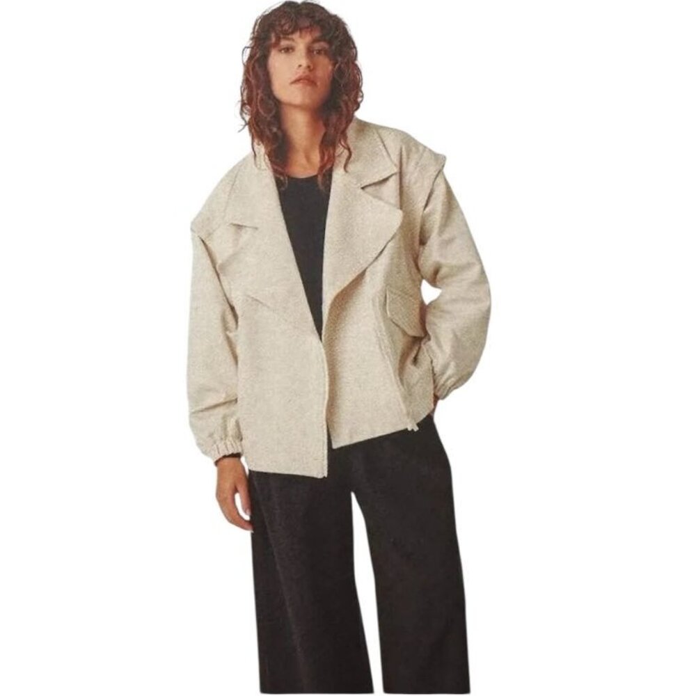NWT SKFK Maren Cream Convertible Moto Jacket Vest EcoVero Size Medium